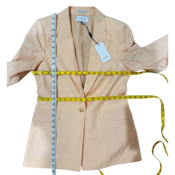 Reiss Wool Linen Blend Slim Fit Blazer In Apricot NEW - Picture 7 of 7